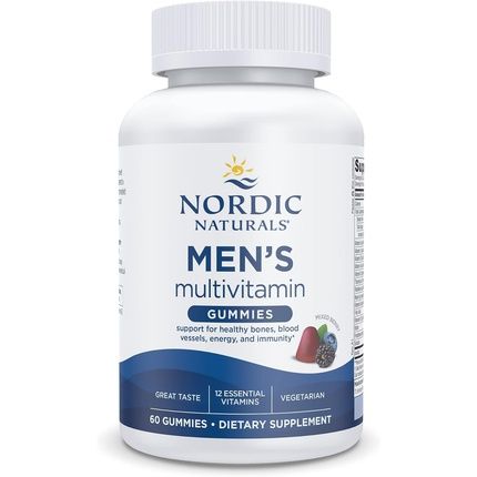 Nordic Naturals Men'S Multivitamin Gummies Mixed Berry 60 Gummies - Support For Healthy Bones Blood Vessels Energy & Immunity Non-Gmo Vegetarian 30 Servings Men 60 Count