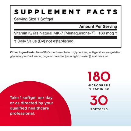 Vitamin K2 Mk-7 180Mcg Softgels