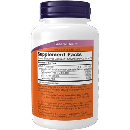 Now Foods Biocell Collagen Hydrolyzed Type Ii 120 Vcaps 130G
