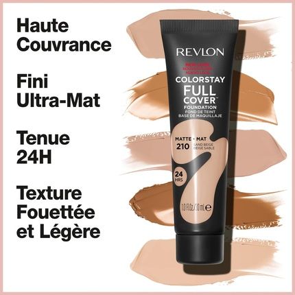 Revlon Colorstay Full Cover Longwear Matte Foundation Heat & Sweat Resistant Lightweight Face Makeup 30Ml 210 Sand Beige