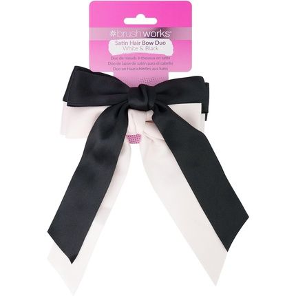 Brushworks Satin Hair Bow Duo Black & White