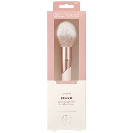 Ecotools Luxe Plush Foundation & Bronzer Blush Brush For Powder Makeup - Environmentally Friendly, Pink, Luxurious And Glamorous