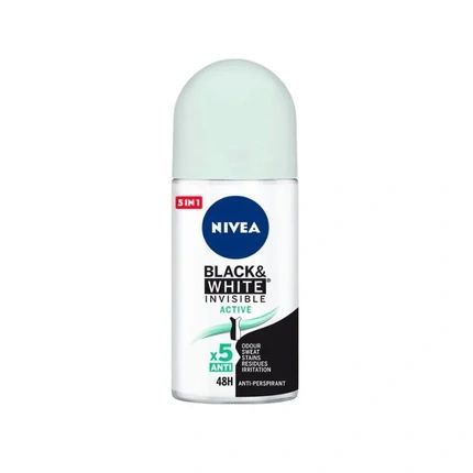 Nivea Black & White Invisible Active Deodorant Roll On 50Ml