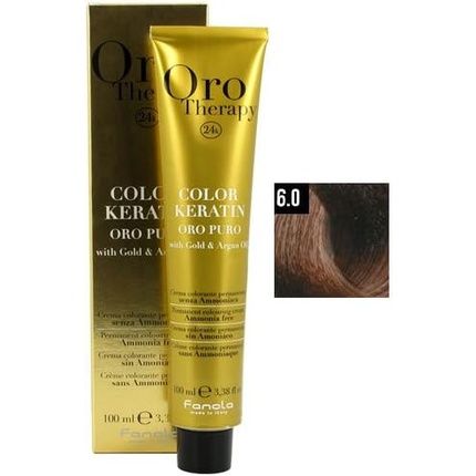 Fanola Oro Therapy Color Keratin Puro 6.0 Dark Blonde 100Ml - Image 3