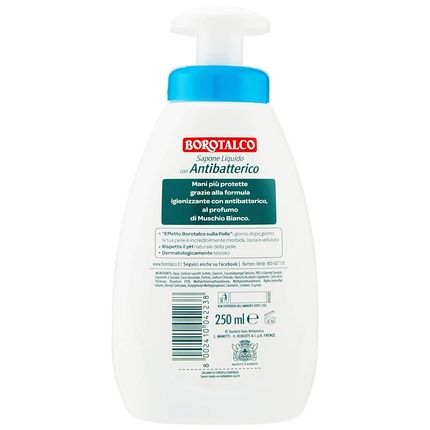 Borotalco Antibacterial Liquid Soap 8.45 Fluid Ounces (250Ml) Bottle With Measuring Cap - Italian Import