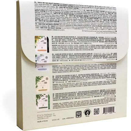 Skin Iv Korean My Face Beauty Routine Kit Black Seaweed Lotus Flowers Bamboo & Bubble Green Tea Face Mask 174G