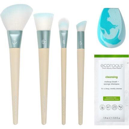 Ecotools Limited Edition Ready Set Glow Makeup Accessory And Care Kit 6 Piece Gift Set