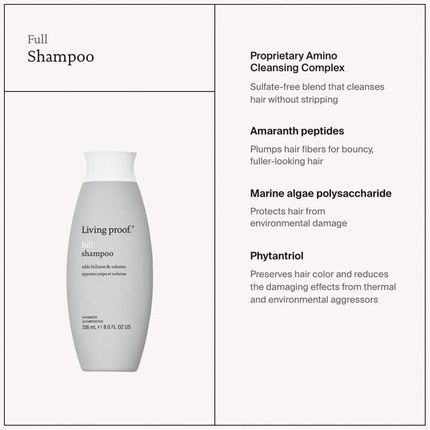 Living Proof Full Haircare Shampoo & Conditioner Transform Fine Flat Hair Fullness Thickness Volumizing Paraben Free Silicone Free Vegan Shampoo 60Ml