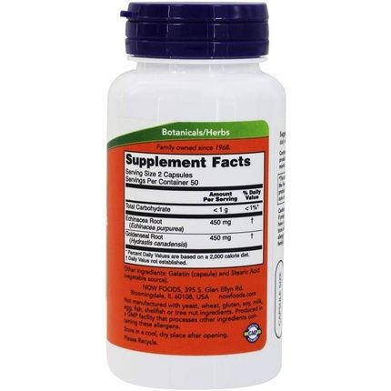 Now Foods Echinacea & Goldenseal Root - 100 Caps