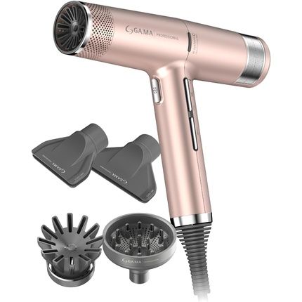 Gama Italy Professional Iq3 Perfetto Hair Dryer - Original Smart Design Made In Italy, Maximum Power Energy Savings, Ultra-Light Gold Rose