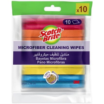 Scotch-Brite Microfiber Basic Cleaning Wipes Assorted Colors 31Cm X 29Cm - Pack Of 10