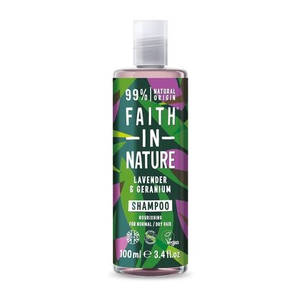 Natural Lavender And Geranium Shampoo Nourishing Vegan And Cruelty-Free 100Ml Travel Size