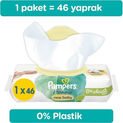 Pampers Harmonie New Baby Wipes Plastic Free 46 Wipes