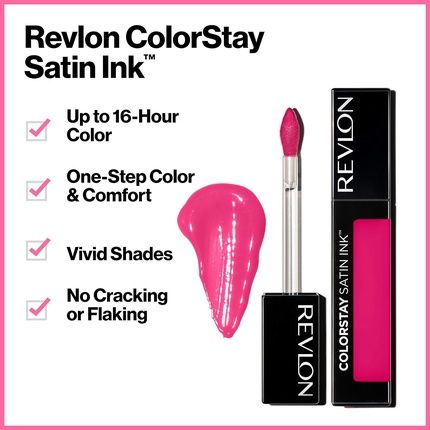 Revlon Colorstay Satin Ink Longwear Liquid Lipstick 018 Fired Up 0.17 Fl Oz - Image 3
