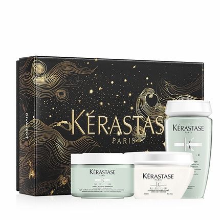 Kerastase Divalent Masque Gift Set For Oily Scalp And Hair - Includes Bain Divalent 250Ml, Argile Equilibrante 200Ml, Masque Rehydratant 200Ml