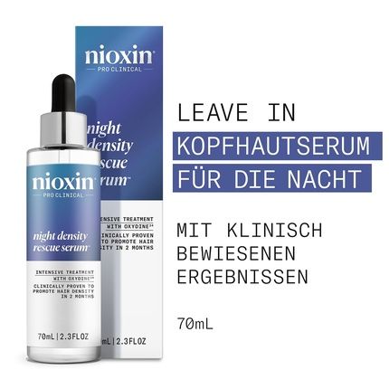 Nioxin Night Density Rescue Serum Leave In Hair Care For Optimal Hair Growth & Stronger Hair With Ginger & Caffeine 70Ml