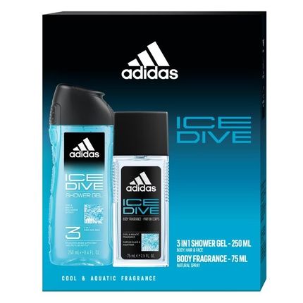 Adidas Ice Dive Body Spray And Shower Gel Set - 75Ml Body Spray + 250Ml Shower Gel
