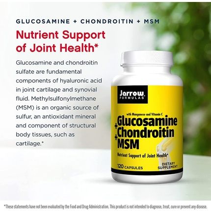 Jarrow Formulas Glucosamine Chondroitin Msm Nutrient Support Of Joint Health With Vitamin C & Manganese 120 Capsules - Image 3