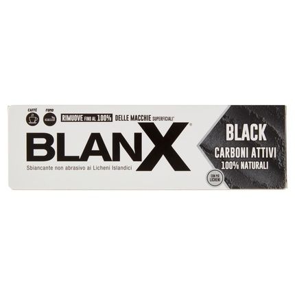 Blanx Black Toothpaste 75Ml Whitening Toothpaste With Icelandic Lichen And 100% Natural Activated Charcoal Removes Stains From Coffee, Smoke, And Tea Vegan Friendly
