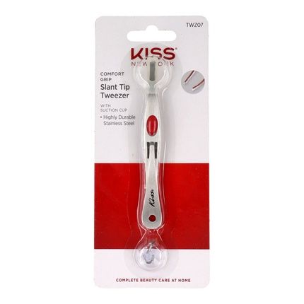 Red Kiss New York Slant Tip Tweezer With Suction - Perfect For Precision Grooming