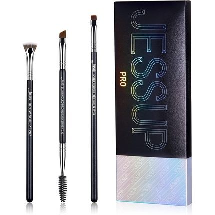 Jessup Professional Eyebrow Brushes Set Precision Define Sculpting Flat Angle Spoolie Brushes Cruelty Free Synthetic Bristles