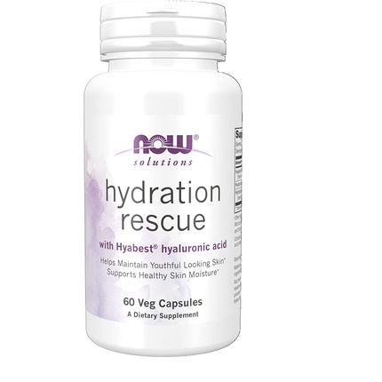 Now Solutions Hydration Rescue With Hyabest Hyaluronic Acid 60 Veg Capsules