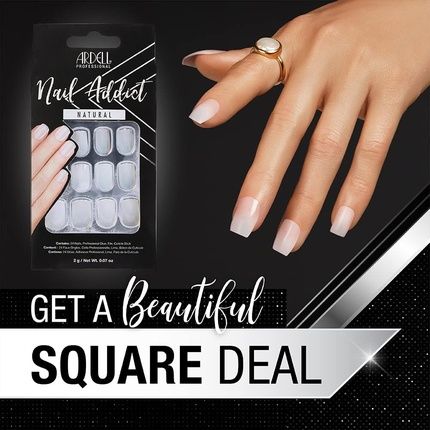 Ardell Nail Addict Natural Style Artificial Nails Salon Quality Nail Tips For Home Natural Squared - Image 3