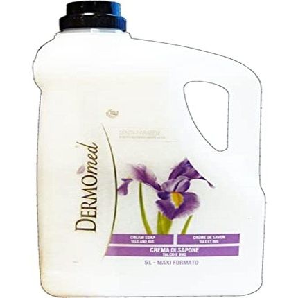 Dermomed Face & Hand Care Liquid Soap, Dermatologically Tested Ph 5.5, Moisturizing Cleansing Without Parabens And Paraffin, Versatile Use, Talc And Iris Scent - Maxi Size 5 Liters