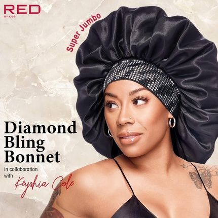 Red By Kiss Wide Edge Bonnet Silky Sleep Cap Diamond Bling Bonnet X Keyshia Cole Frizz Free Bonnet Super Jumbo Black Zebra - Image 3