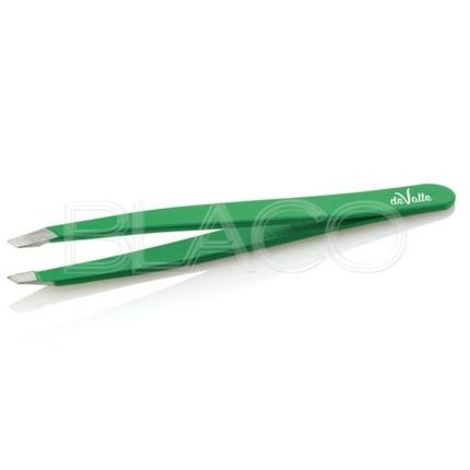 Stainless Steel Eyebrow Tweezers Slanted Tip - Green