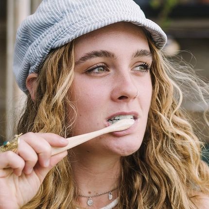 Georganics Beech Toothbrush Eco-Friendly Compostable Handle Bpa-Free Bristles Adult Medium