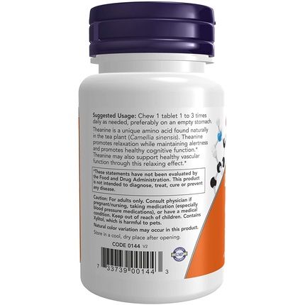 Now L-Theanine 100Mg With Inositol And Taurine Tension Management 90 Chewables - Image 3