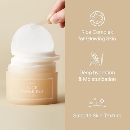 I'm From Rice Toner Pads 140ml 60 ورقة من مستخلص الأرز ثلاثي الطبقات