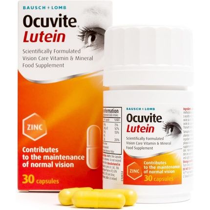 Ocuvite Lutein Supplement By Bausch + Lomb With Zinc, Copper, Vitamin C And E 30 Count