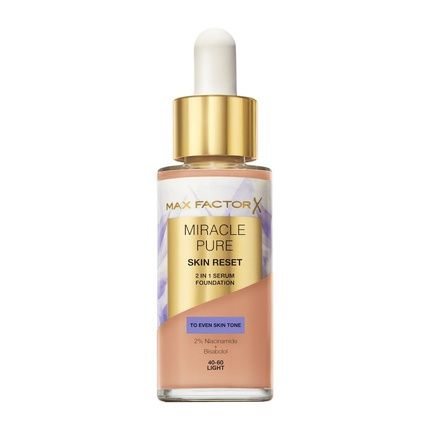 Max Factor Miracle Pure Skin Reset Vegan Foundation With Serum For Face 40-60 Light 30Ml