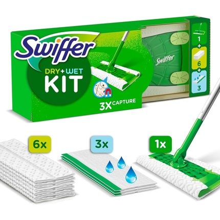 Swiffer Sweeper Dry Wet Starter Kit With Holder 6 Dry Cloths And 3 Wet Cloths