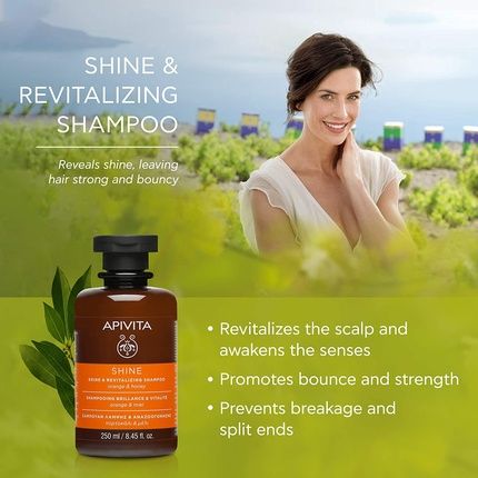 Apivita Shine & Revitalizing Shampoo 8.45 Fl.Oz. | Natural Shampoo With Orange