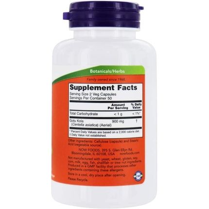 Now Foods Gotu Kola 450Mg 100 Capsules