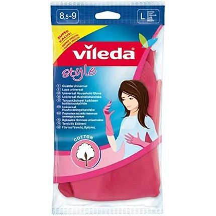 Vileda Style Universal Gloves, Large, Pink Rose L
