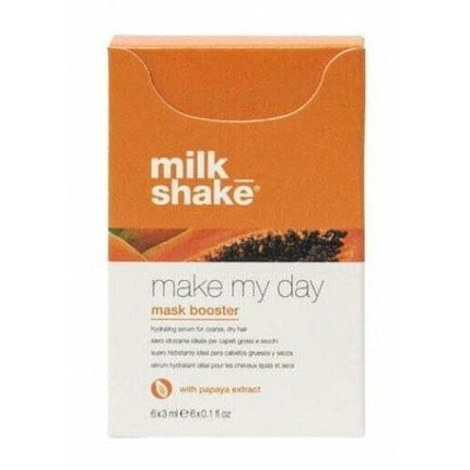 Milk Shake Make My Day Mask Booster With Papaya Extract 6 X 3Ml - Moisturizing Serum For Brightening Dry Coarse Hair - Pack Of 6