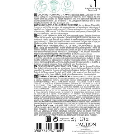L'Action Paris Cucumber Purifying Spa Mask Sheet Mask Balances And Purifies