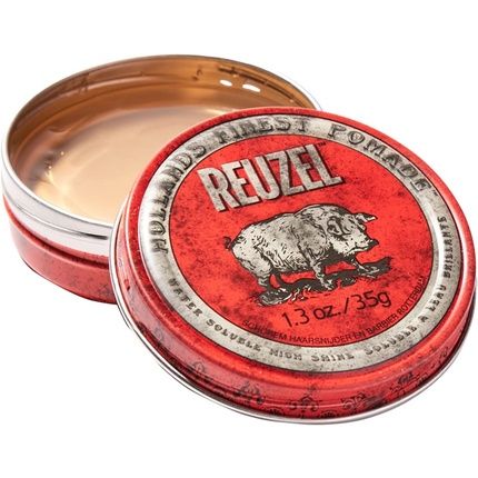 Reuzel Red Water Soluble High Sheen Pomade No Dry Formula Keeps High Shine And Strong Hold All Day Without Flaking Easy Rinse Out Subtle Vanilla Cola Fragrance Vegan Formula 35G