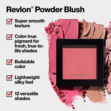 Revlon Blush Powder Blush Face Makeup High Impact Buildable Color Lightweight Smooth Finish 004 Rosy Rendezvous 0.17 Oz