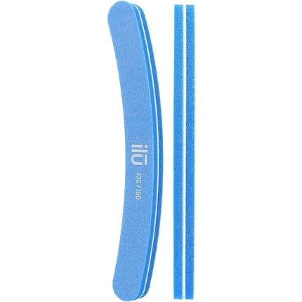 T4B Ilu Double-Sided Blue Nail File For Manicure And Pedicure Curved Shape 100/180 Grit