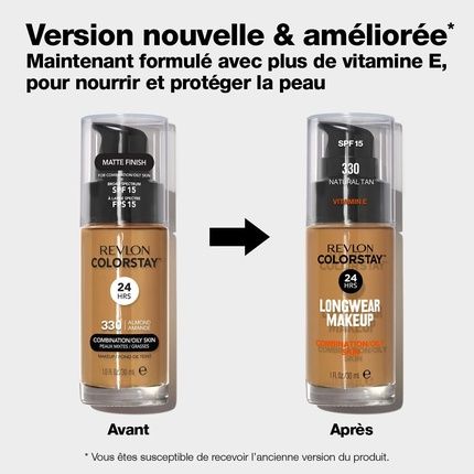 Revlon Colorstay Liquid Foundation Makeup For Combination & Oily Skin Spf15 Medium To Full Coverage 30Ml Matte Finish Sand Beige