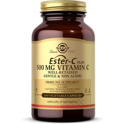 Solgar Ester-C Plus 500Mg Vitamin C Supports Healthy Immune System Highly Absorbable Antioxidant 100 Vegetable Capsules