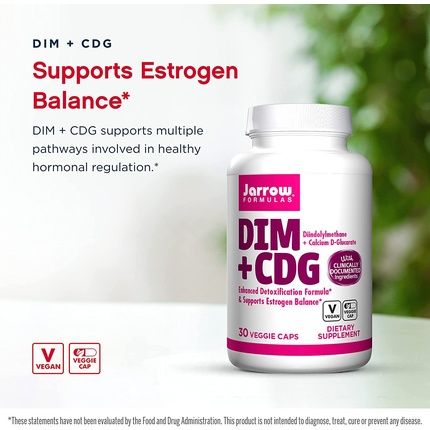 Jarrow Formulas Dim + Cdg Supports Hormonal Regulation Estrogen & Testosterone Balance 30 Count - Image 3