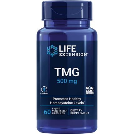 Life Extension Tmg Glycinbetain Betaine High Dose Dietary Supplement 500Mg 60 Vegetarian Liquid Capsules Gluten-Free Gmo-Free