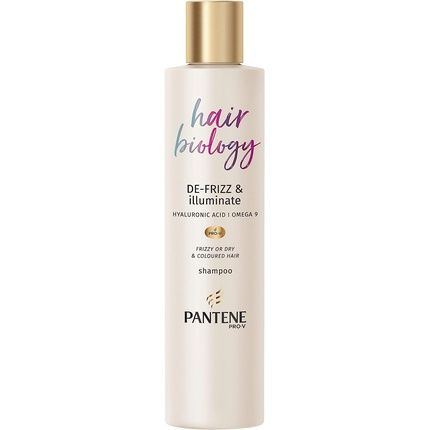 Pantene De-Frizz & Illuminate Shampoo For Frizzy, Dry, And Colored Hair With Hyaluronic Acid, Omega 9, And Pro-V Blend 250Ml