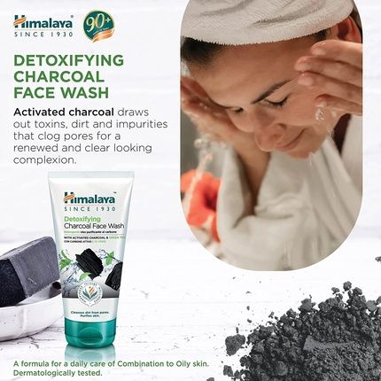 Himalaya Detoxifying Charcoal Face Wash With Green Tea And Coconut Charcoal Powder 150Ml - Image 3